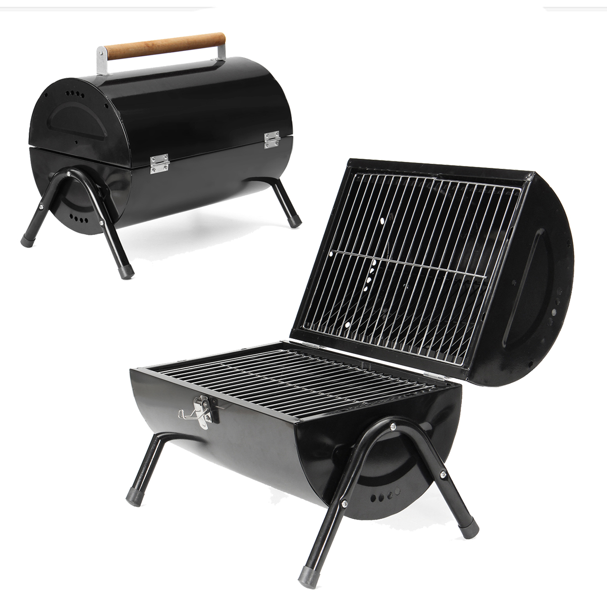 TEMPSA Barbecue à Charbon Baril Grill Portable Pliable Double Plaque