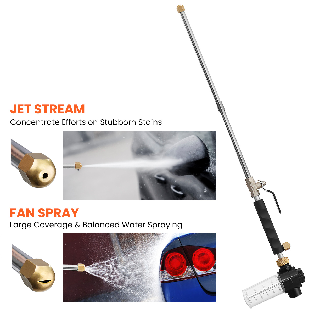 MATCC Hydro Jet High Pressure Power Washer Wand 33'' Extendable Sprayer