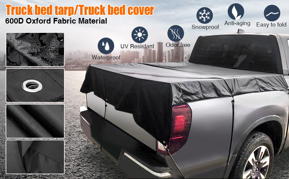 Audew Tear Resistant Truck Tonneau Covers-Multipurpose Tarp Cover