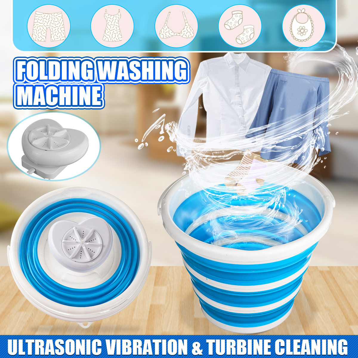 machine à laver personnelle NSSTAR Mini machine à laver automatique portable machine à laver de voyage turbine à ultrasons rotative. 