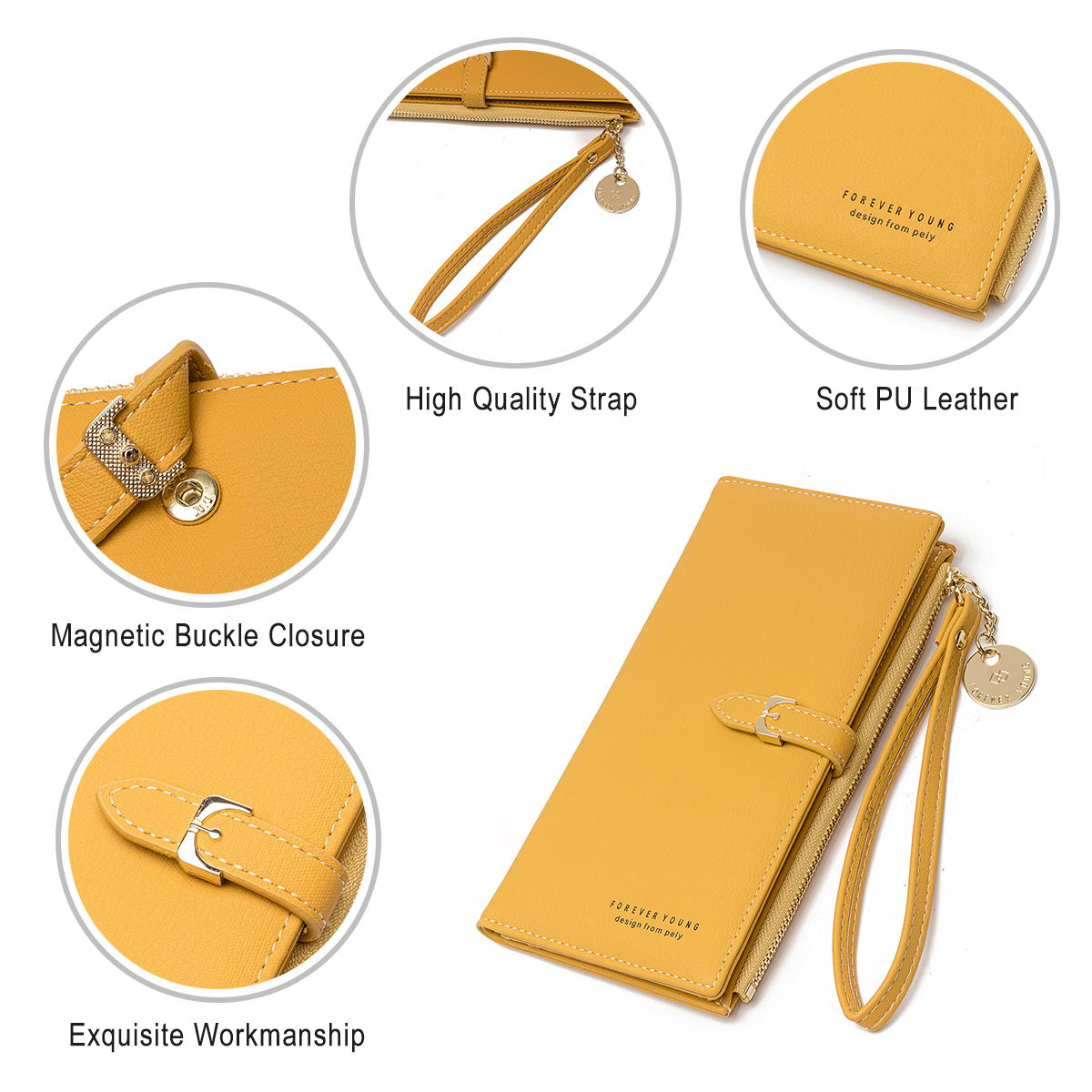 Panama Wallets For Men Women Long Leather Checkbook Card Holder Purse Zipper Buckle Elegant Clutch Ladies Coin Purse