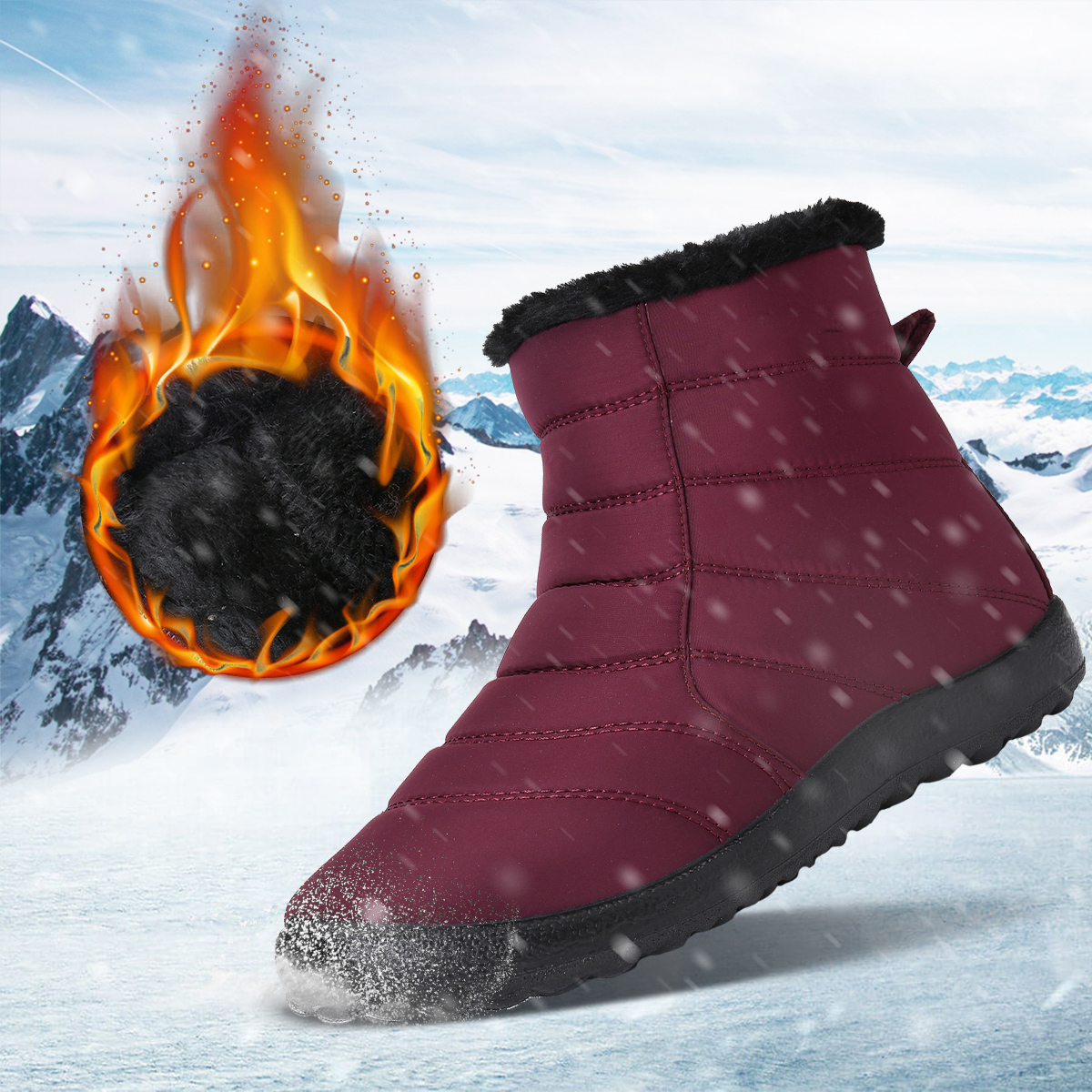 gracosy Women Winter Snow Boots, Snowproof Mid-Calf Warm Fur Lining ...