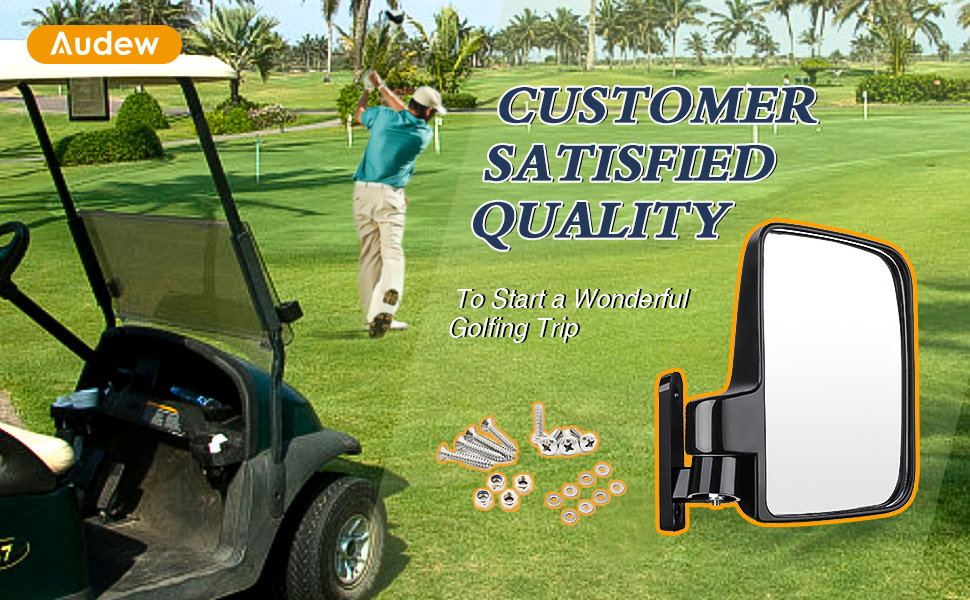 Audew Universal Golf Cart Rear Side View Mirrors with Accessories  Audew Universal Golf Cart Rear Side View Mirrors with Accessories