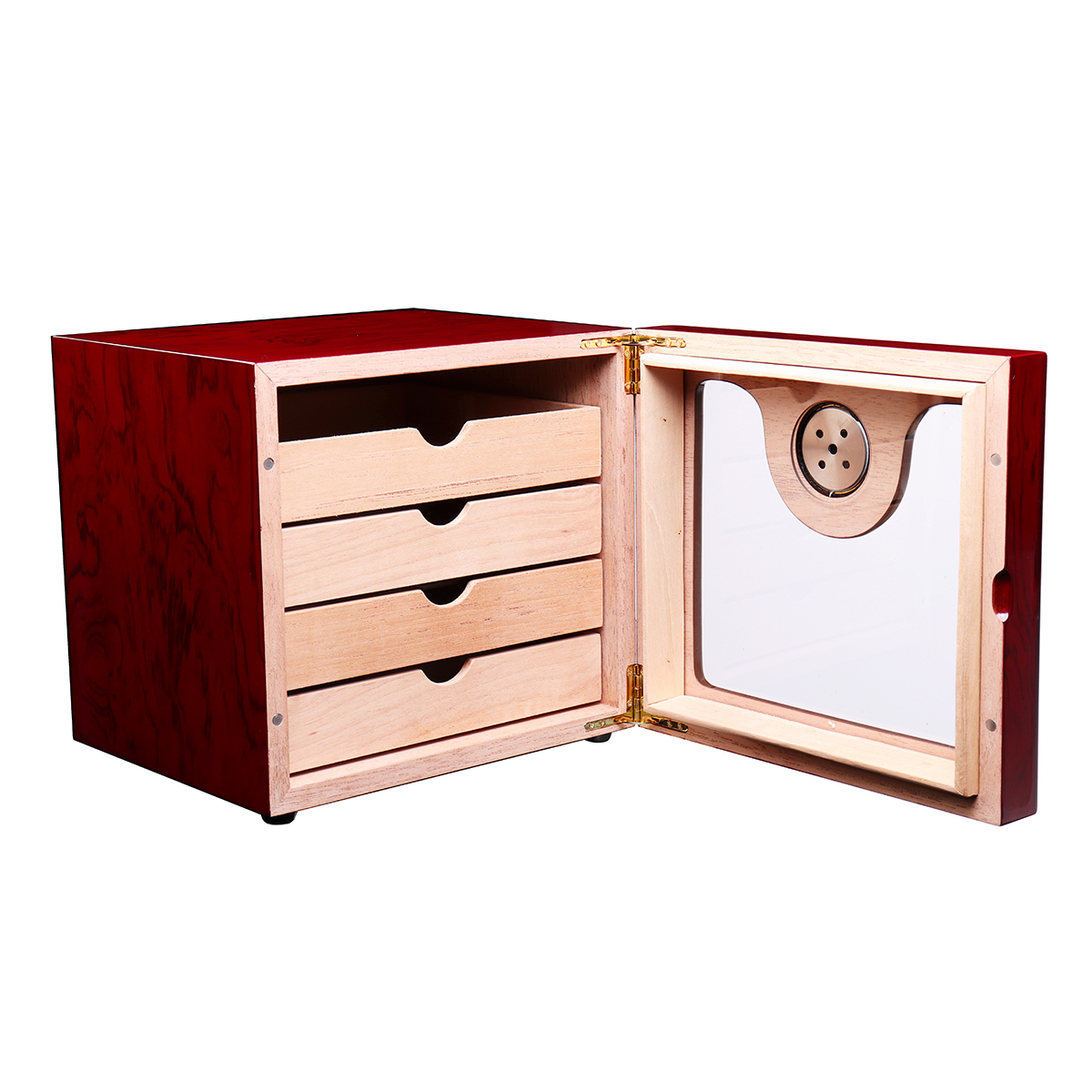 Details Of Large 3 Drawers Cedar Wood Cigar Humidor Case Box W