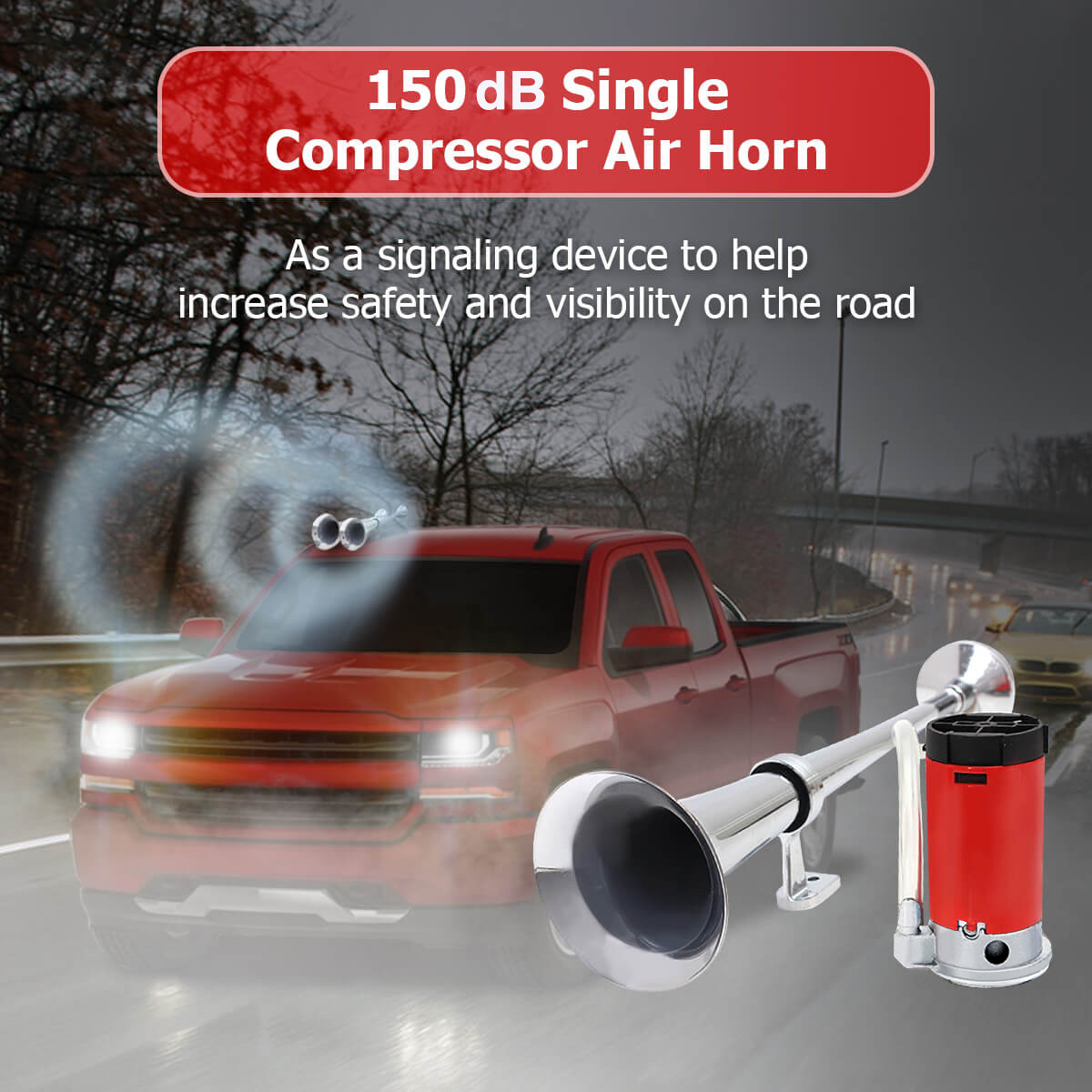 Audew 12V 150dB Single Compressor Air Horn