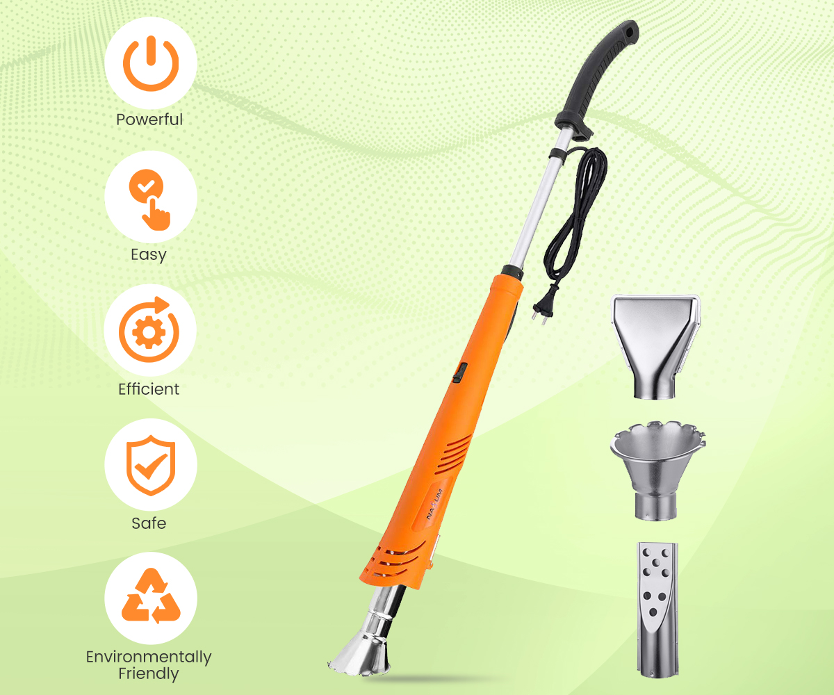 NASUM 2000W 230V Weed Burner Electric, Orange, for Garden, Patio, Driveway
