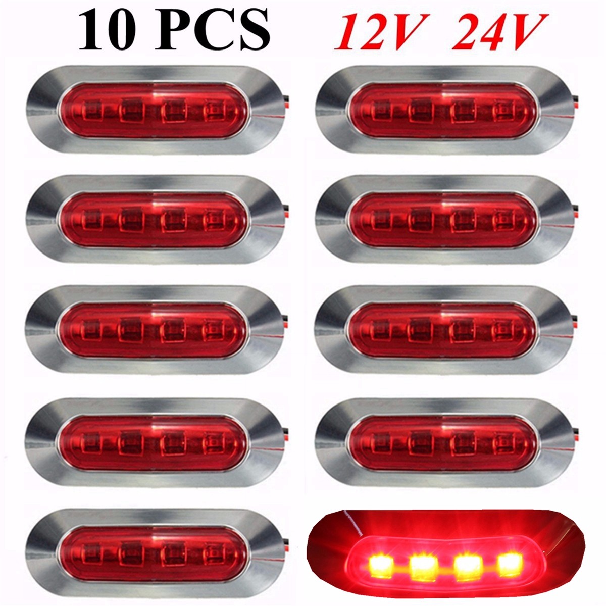 Lot 30 Feux Gabarit LED Remorque Krtopo - 12/24V, IP65, Rouge/jaune/blanc