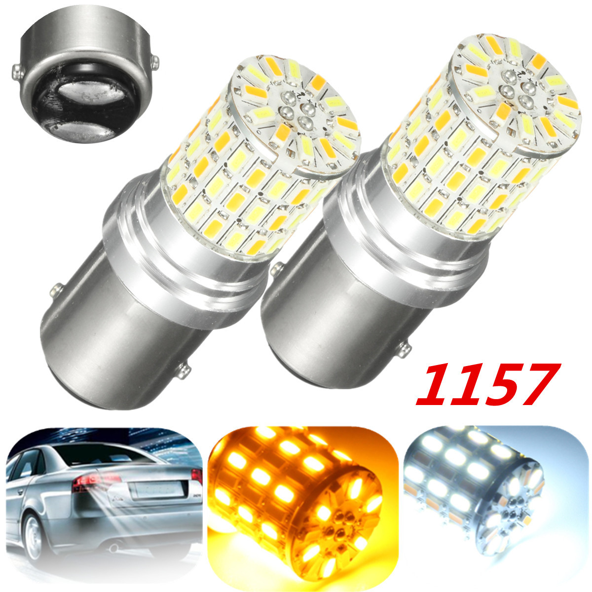 Ampoules LED P21/5W 1157 Bay15d - 12V-24V, Blanc 6000K, Pour Feux Stop, Arrière, Diurne, économie 90%, Facile à Installer