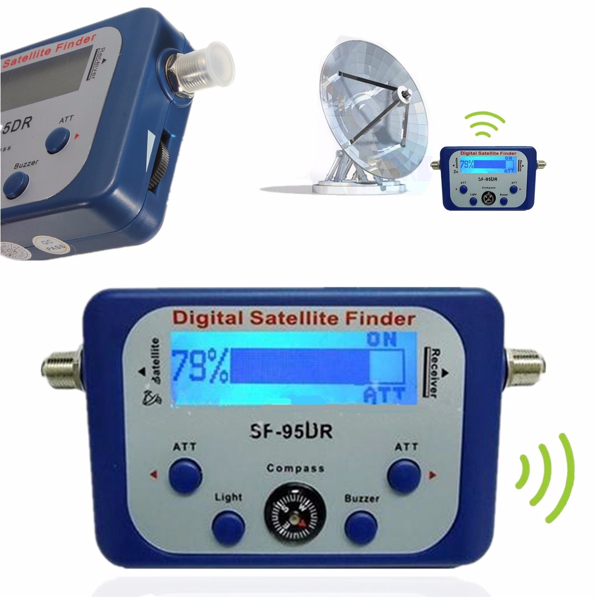 Digital Satellite Finder écran LCD Détection de Satellite Appareil de Mesure Satellite Force du Signal Dish Sat Compass avec Signal sonore intégré 