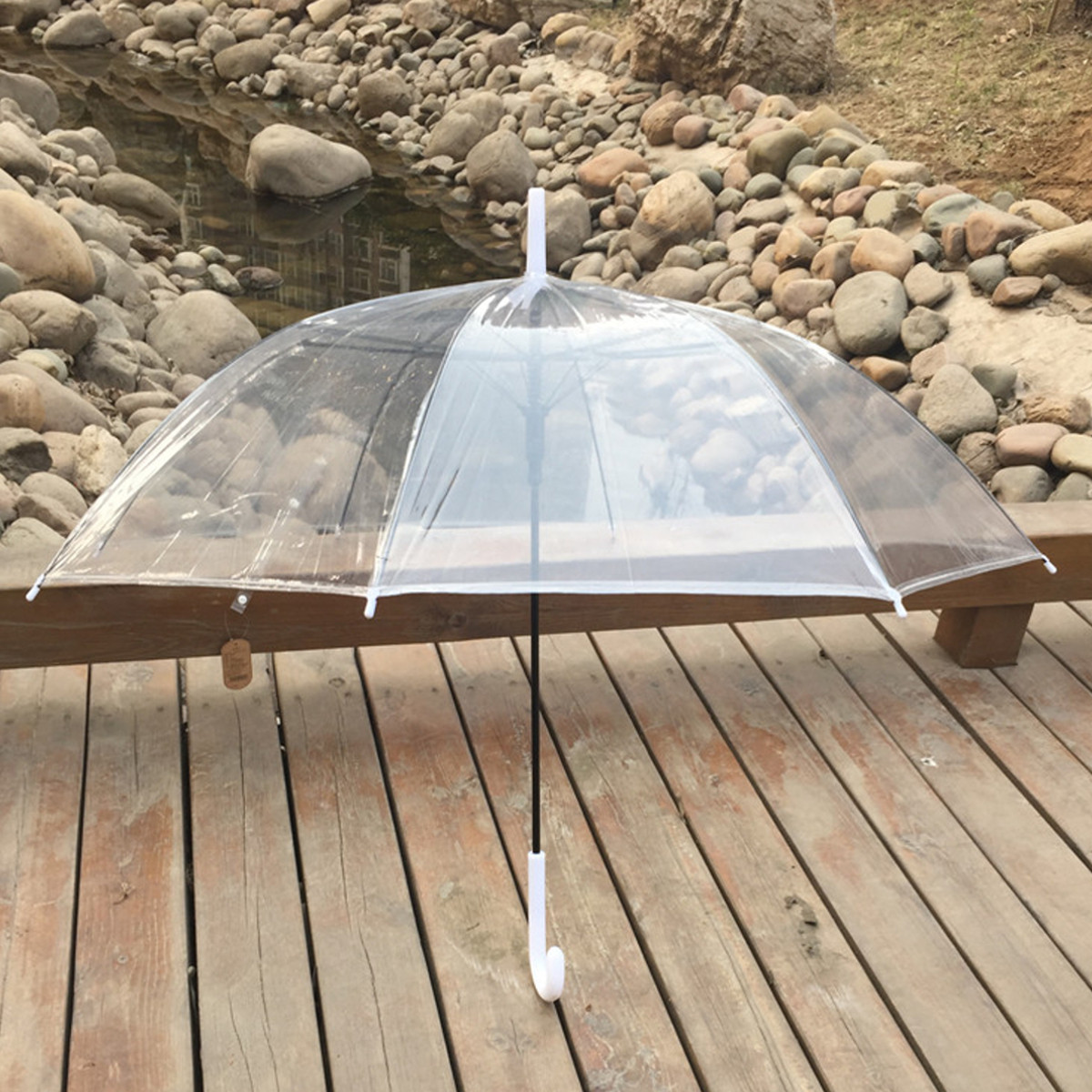 Parapluie Transparent Adulte Ouverture Automatique - Forme Cloche - 8 Côtes - Pour Mariage Ou Quotidien