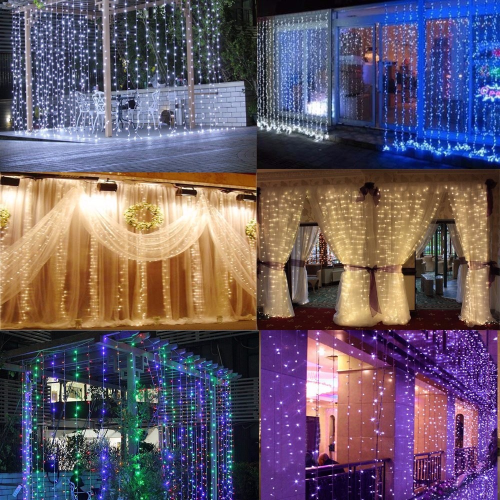 Rideau Lumineux De Noël à LED Bleues, 216 LED, 5 Mètres, Pour Décoration Intérieure/extérieure