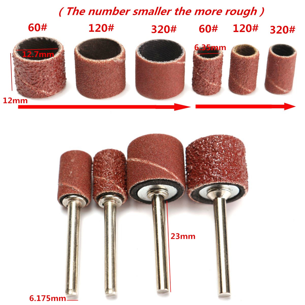 outil de polissage du bois en m/étal manchons de bande de tambour de pon/çage en caoutchouc du m/étal pour le polissage de la sculpture sur bois Kit de tambour et de manches de pon/çage avec bo/îte