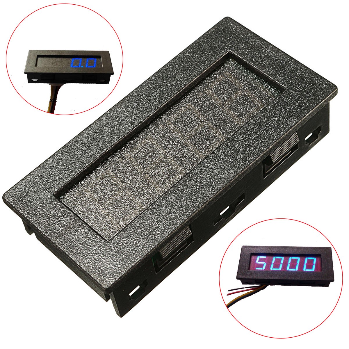 Tachymètre Digital LED Bleu 4 Digits - Capteur RPM Moteur Avec Capteur Hall NPN