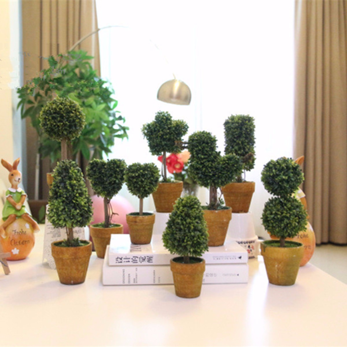 Artificial Plastic Trees In Pots Plants Potted Decor Garden Yard
