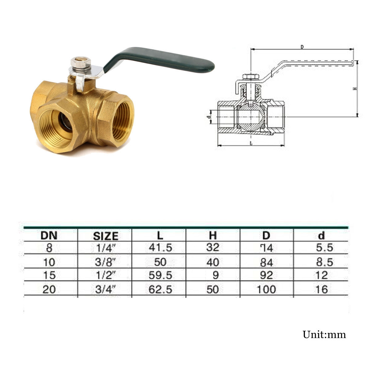 Robinet Vanne 3 Voies En Laiton - Raccord 3/8" Filetage G 6.35mm