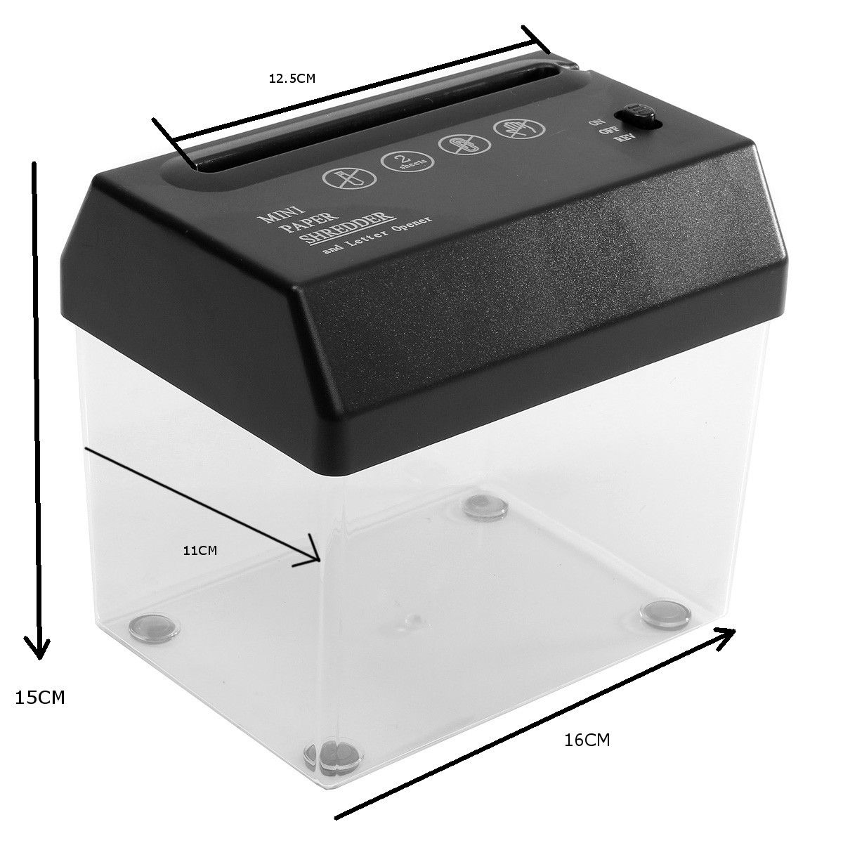Compact Shredder Shredding Head with Waste Basket Bin fit over A6 Paper