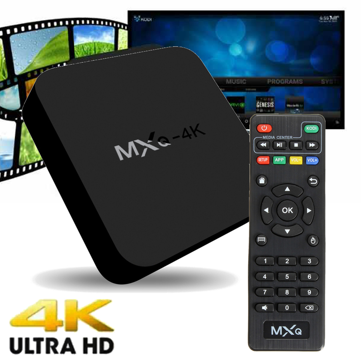 MXQ 4K Smart TV Bou00eete Box 2.4G WiFi Android 4.4 Quad Core 8GB KODI XBMC