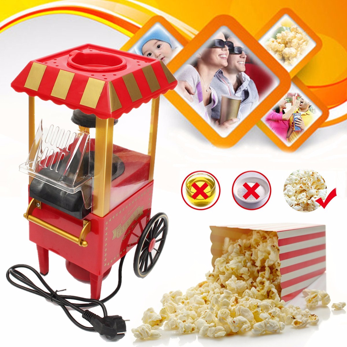 Machine commerciale à Popcorn, chariot de grande capacité, pour Popcorn