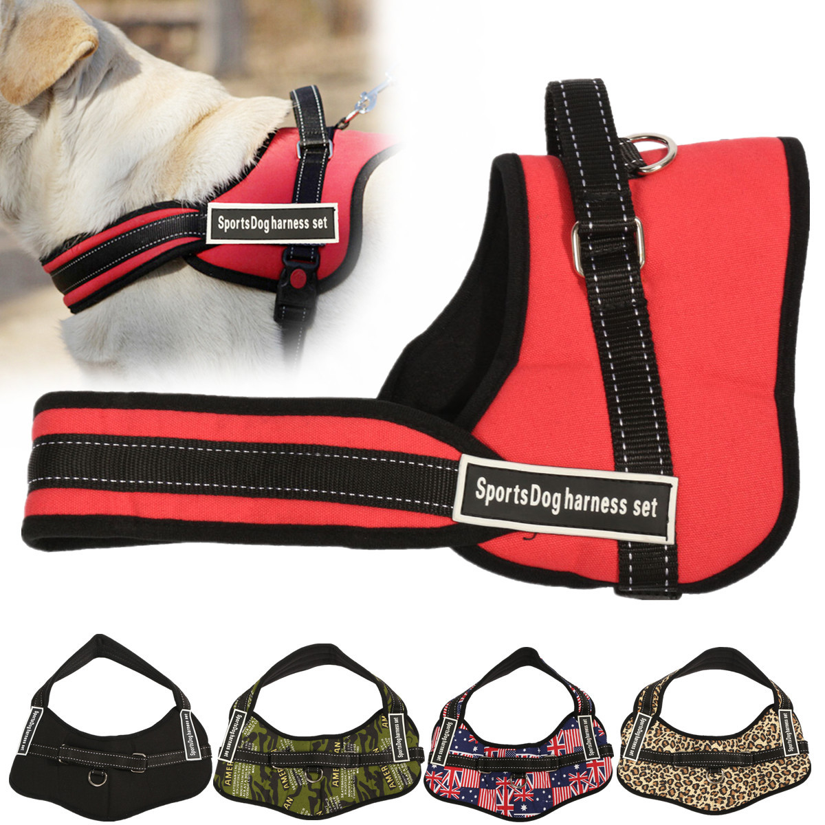 TEMPSA Harnais Chien Réglable Pour Grand Moyen Chien Accessoires Kit XL 7396cm camouflage