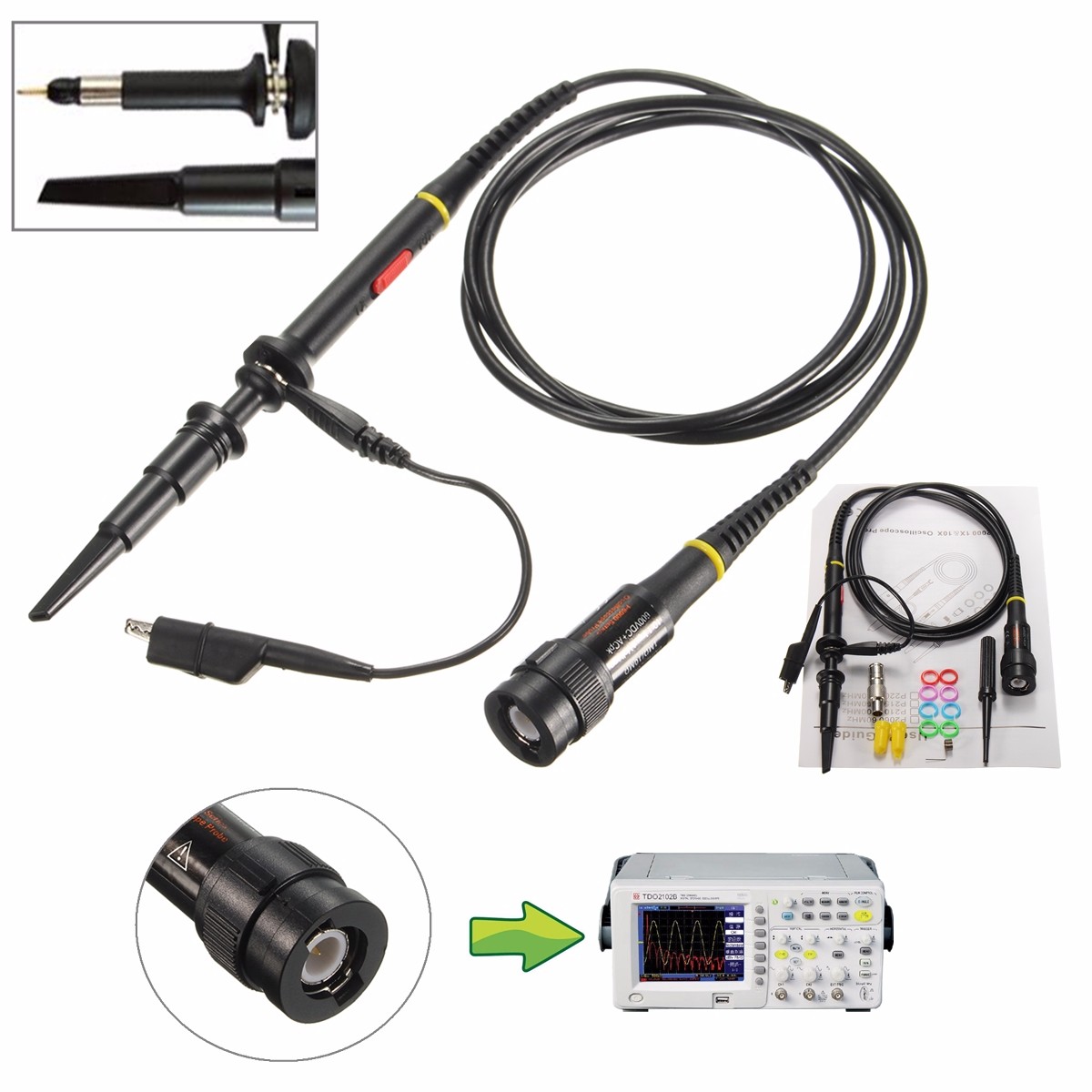 P6200 200MHz X1/X10 Sonde Oscilloscope Analyseur Pince Probe Test Lead