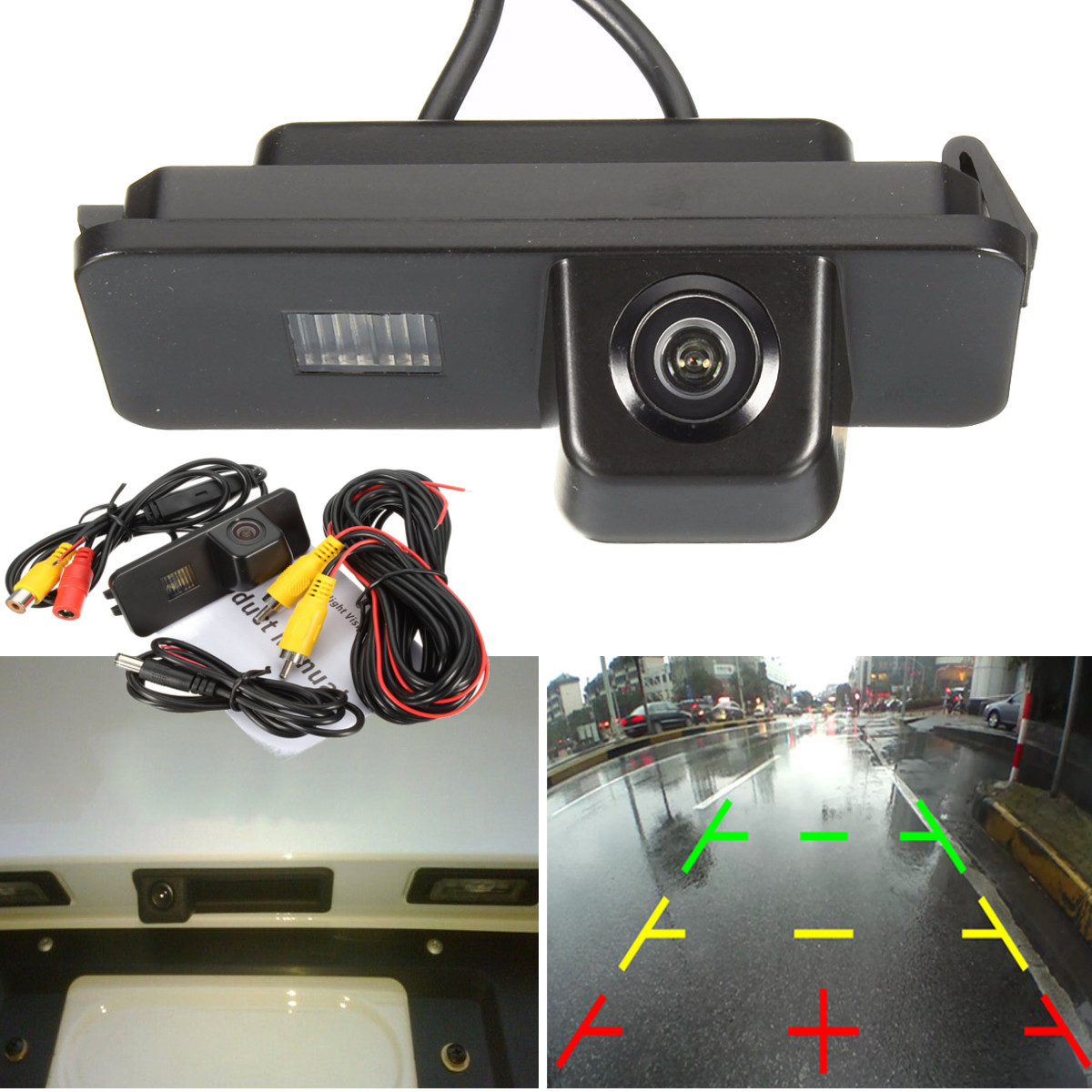 Mini Caméra de Recul IR DEL's avec Distance Lignes & moniteur 4,3" & liaison sans fil