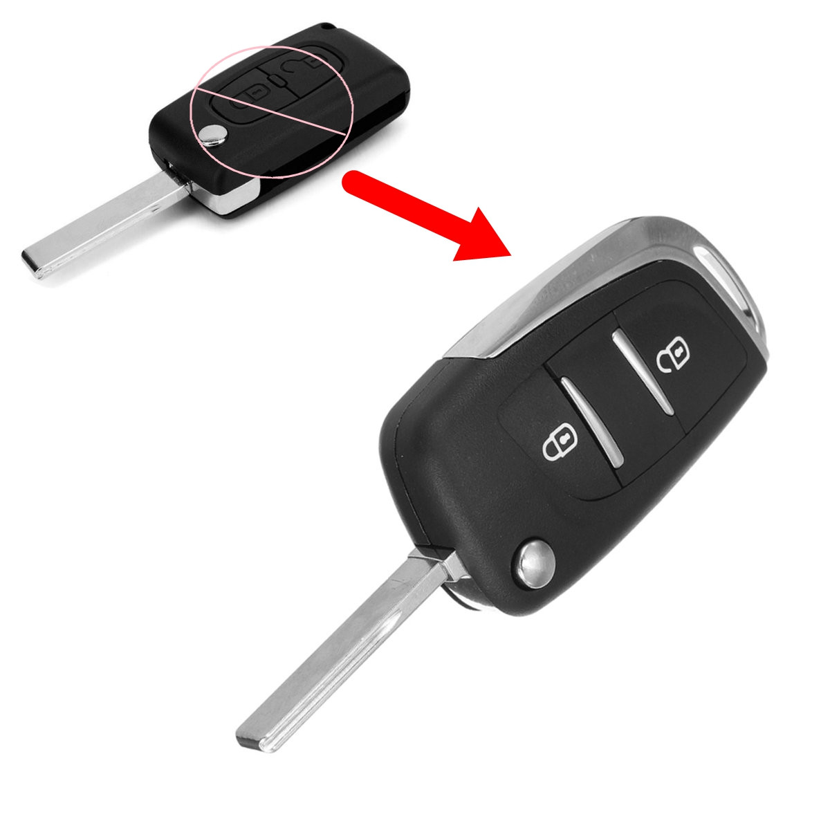 Acheter Les Clés De Locke And Key 2 BOUTON COQUE CLE TÉLÉCOMMANDE REMOTE KEY COVER PR PEUGEOT 107 207 307