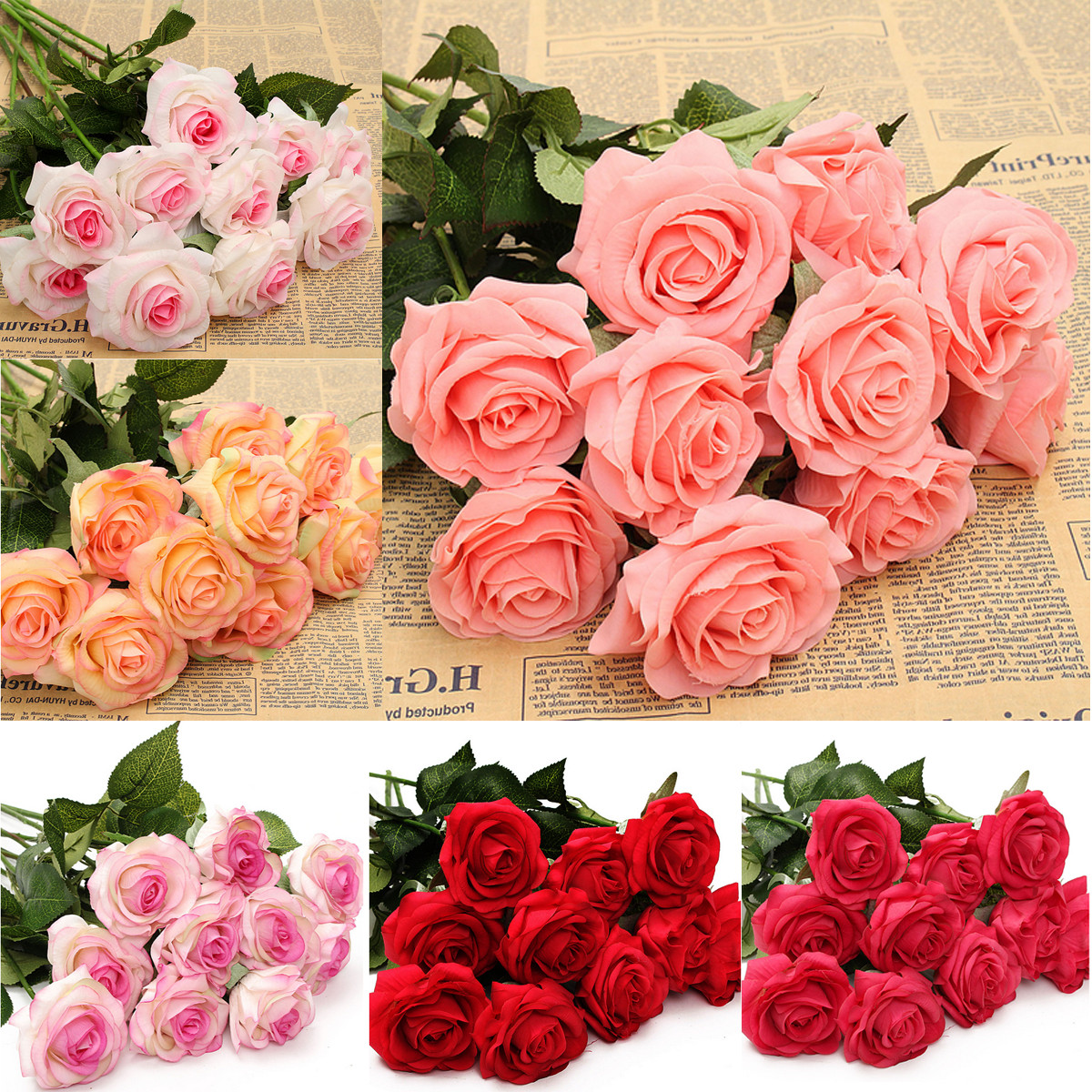 Superbe Doux Au Toucher Ouvert Simple Rose Fleurs De Soie