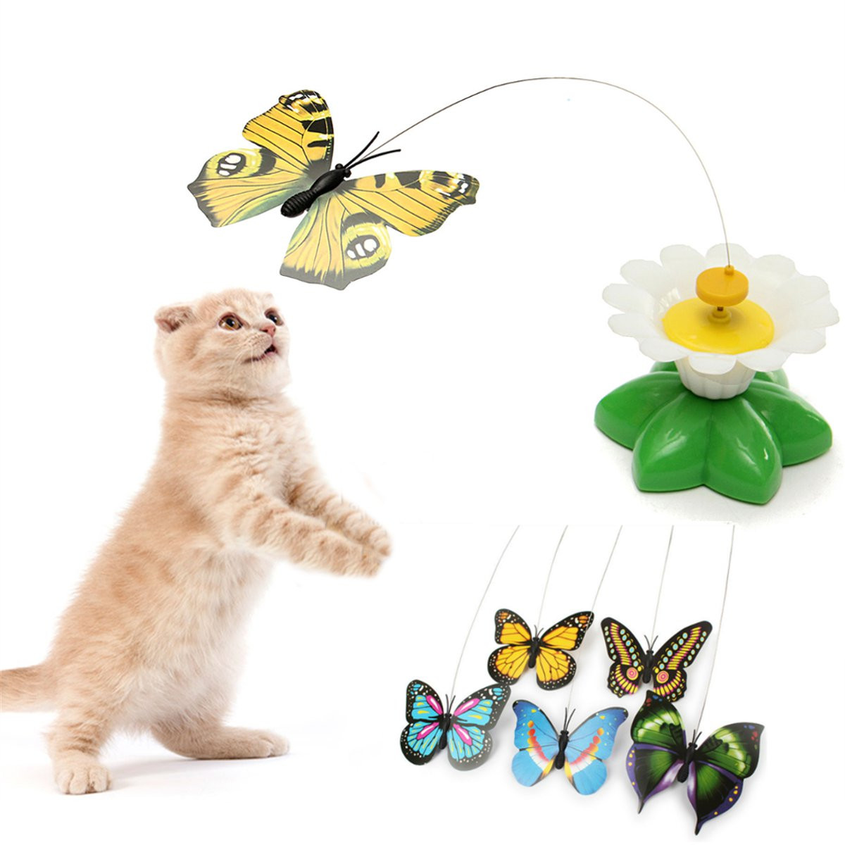 jouet chat fleur papillon