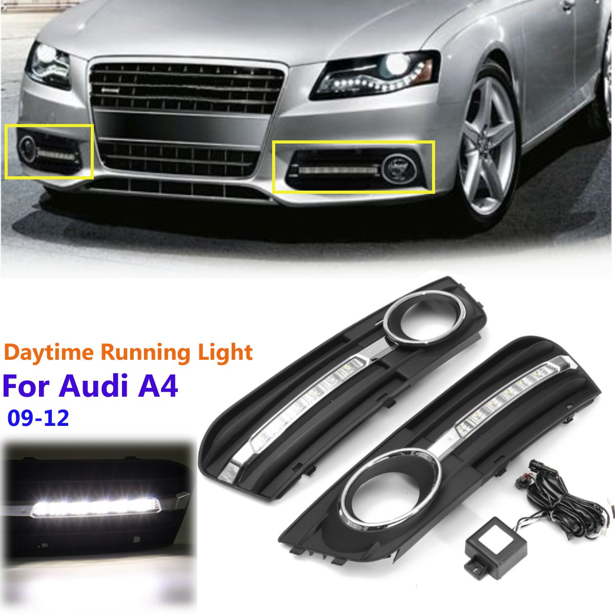 Taille : Left cache anti-brouillard pour Audi A4L 2009-2012. Projecteur antibrouillard 1 PC de pare-chocs avant gauche//droite pour pare-brouillard