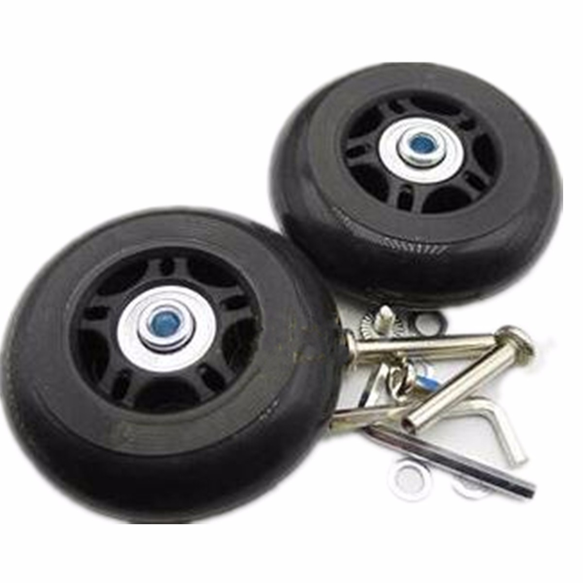 1 Pair Rubber Luggage Suitcase Replacement Wheels Axles Deluxe Repair OD 80mm | Presto - Travel 
