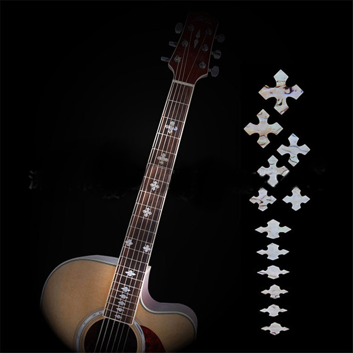 Acoustic Electric Guitar Neck Decals Shinny Cross Marker Fretboard