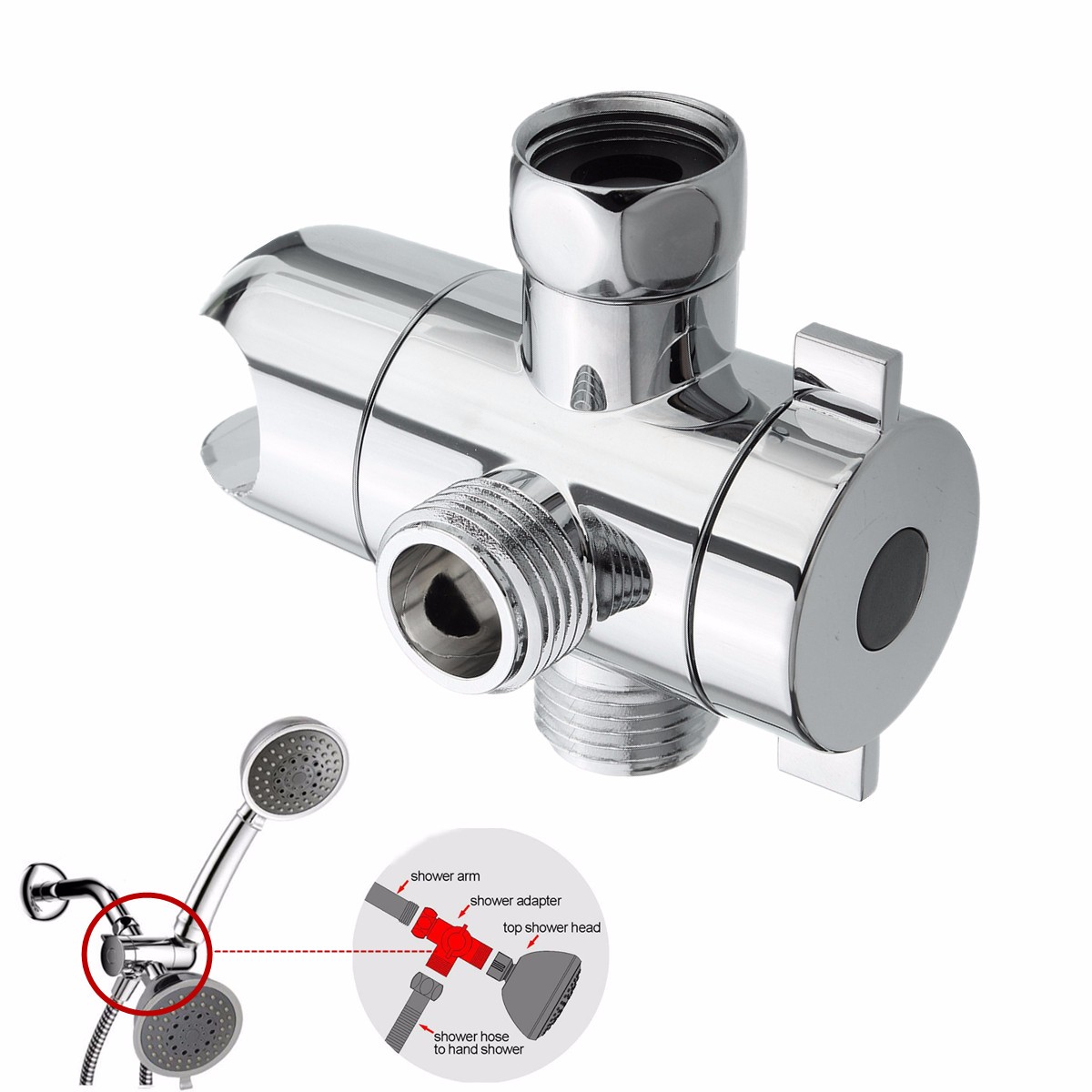 3 WAY CHROME FINISHED FAUCET SHOWER DIVERTER FOR BAR TAPS