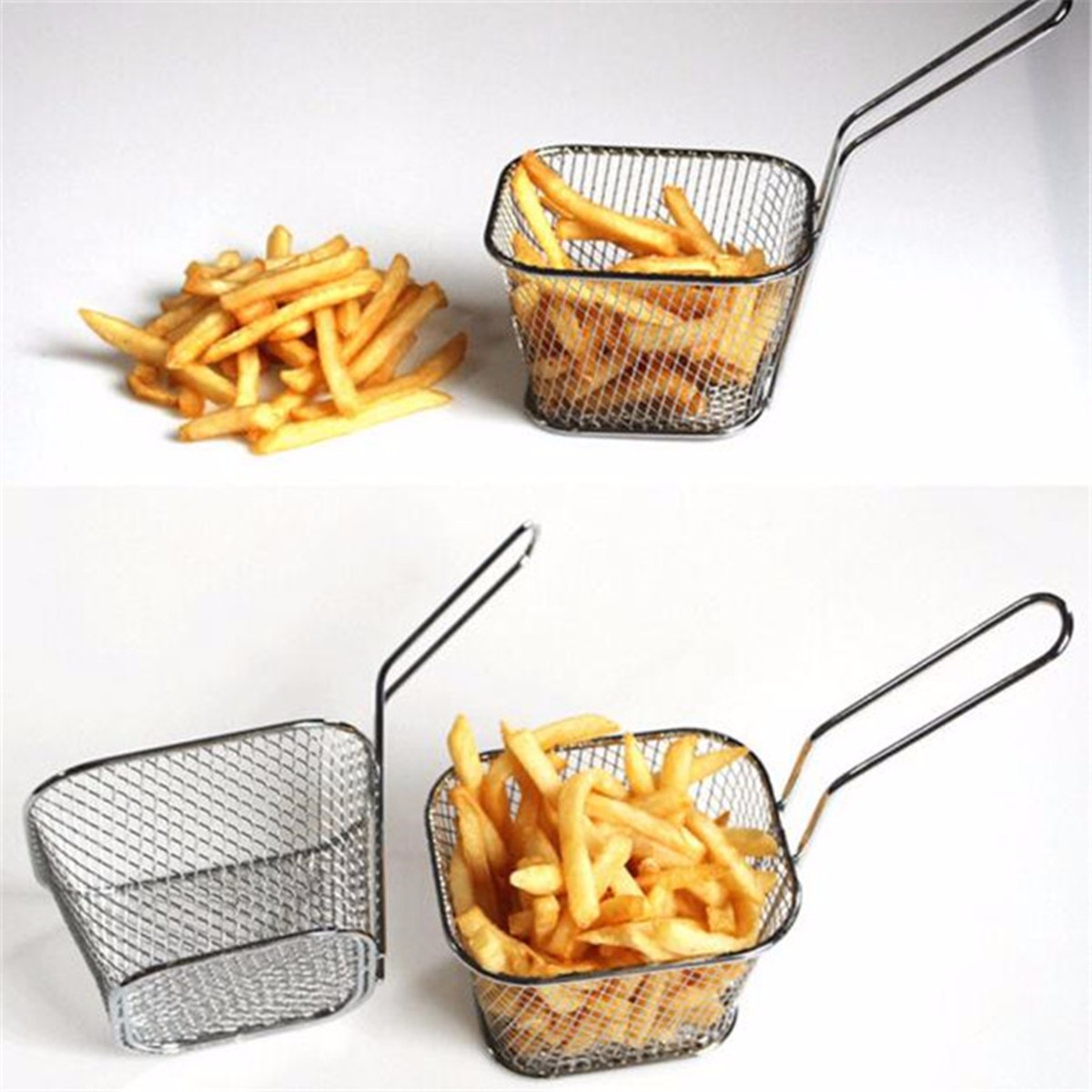 8PCS Mini Mesh Paniers Frites Frais à Friteuse Outil de Cuisson 10,5x8 ...