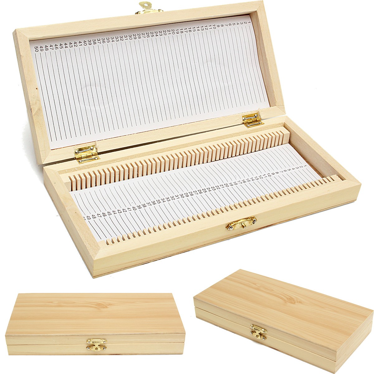 9.1x4.3 Wooden Microscope Slide Box Holder for 50pc Slides