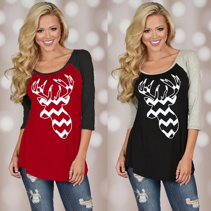 TShirt Femme Noël 3/4 Manche Casual Achat et vente Rakuten