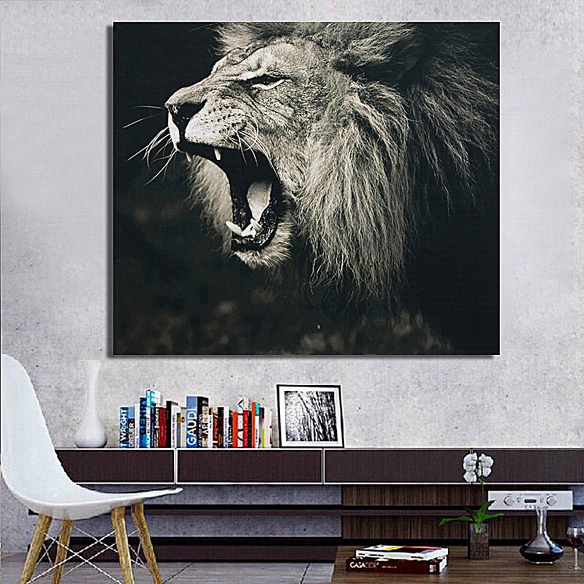 70cm x 60cm Lion Animal Ancienne Affiche  Soie Poster  Art 