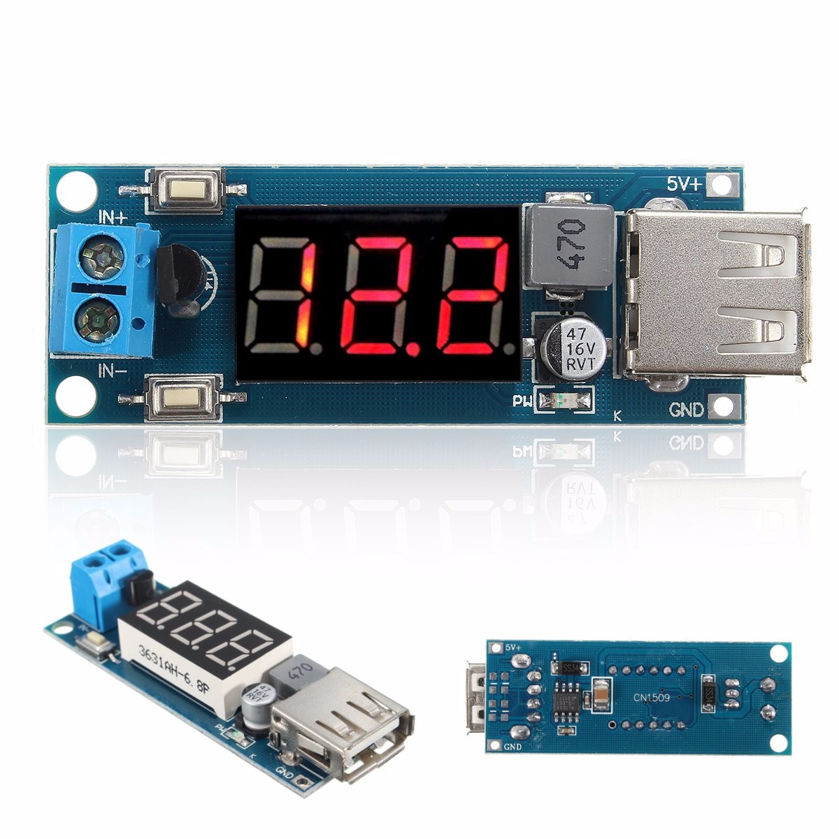 gfjfghfjfh 0.56 Pouce DC 2.5V-40.0V Tensionom/ètre de Moniteur de Tension /à 2 Fils T/ête de testeur LED Voltm/ètre num/érique avec Protection de polarit/é invers/ée
