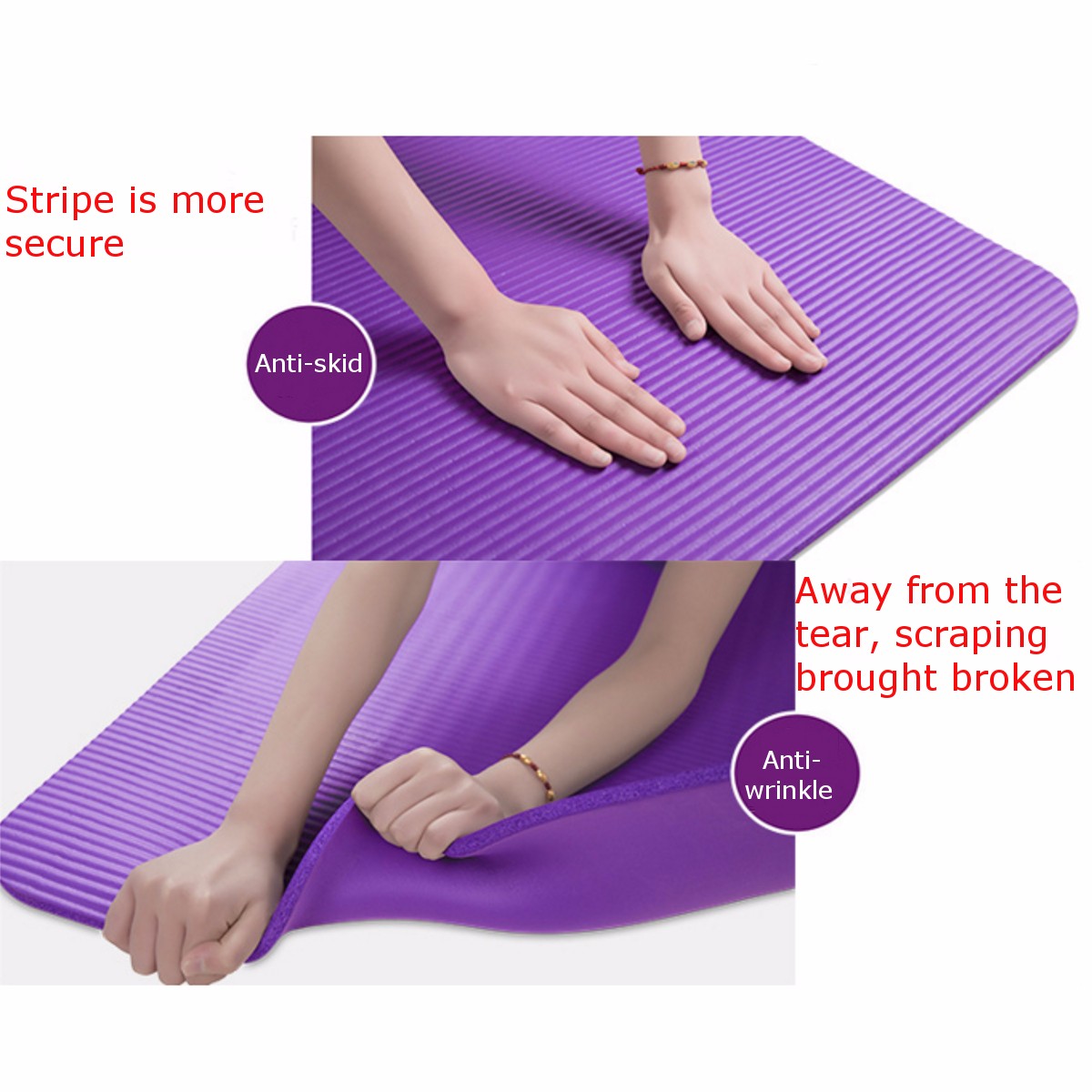 Tempsa Pliable Tapis De Yoga Antidérapant Epais Mat Gymnastique Fitness Exercise Sport Violet 