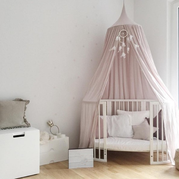 Canopée Bébé LINONI Mousseline De Soie - 240cm Hauteur - Tente Jeu Verte Pour Lit