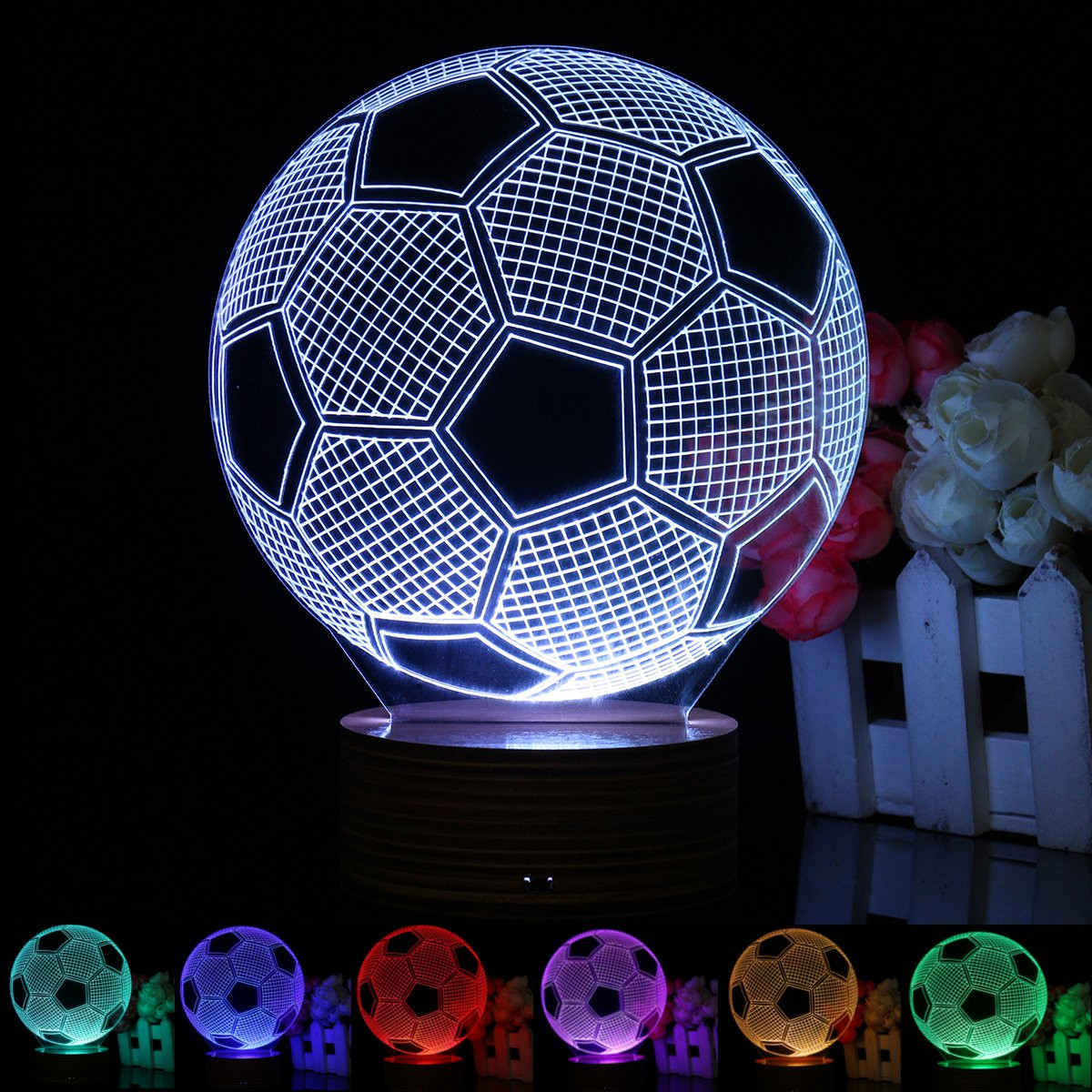 Lampe 3D Football Yulado - 16 Couleurs & Télécommande | Décoration Chambre Enfant | Cadeau Foot Pour Garçons