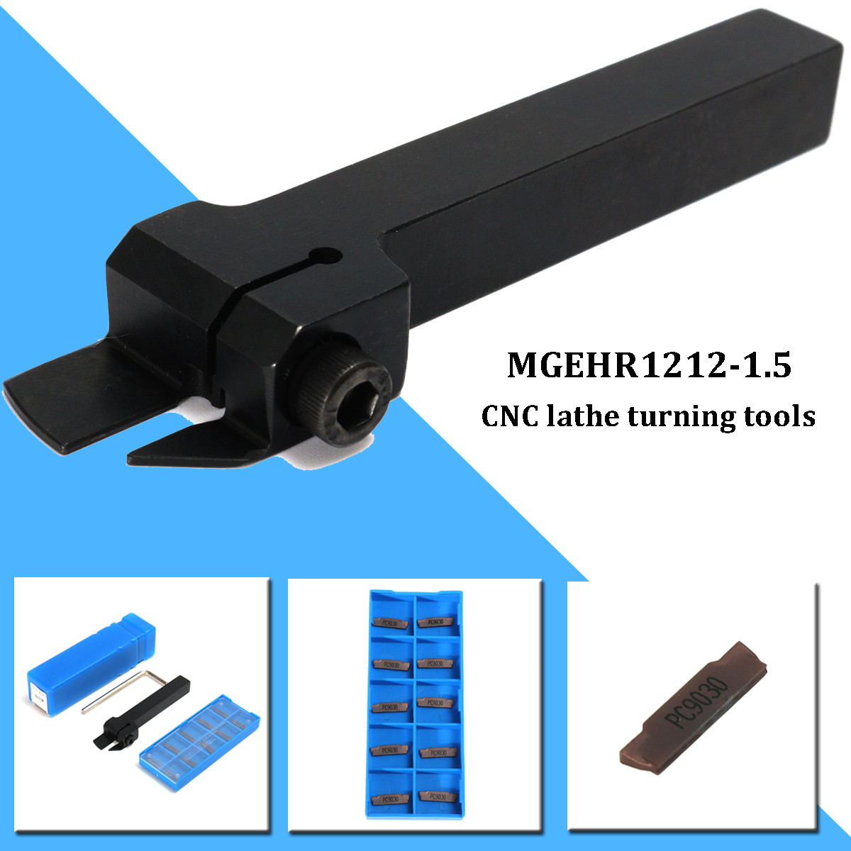 Porte-Outils Fraise à Rainurer MGEHR1212-1.5 + 10 Lames Carbure MGMN150-G - Pour Usinage Précision