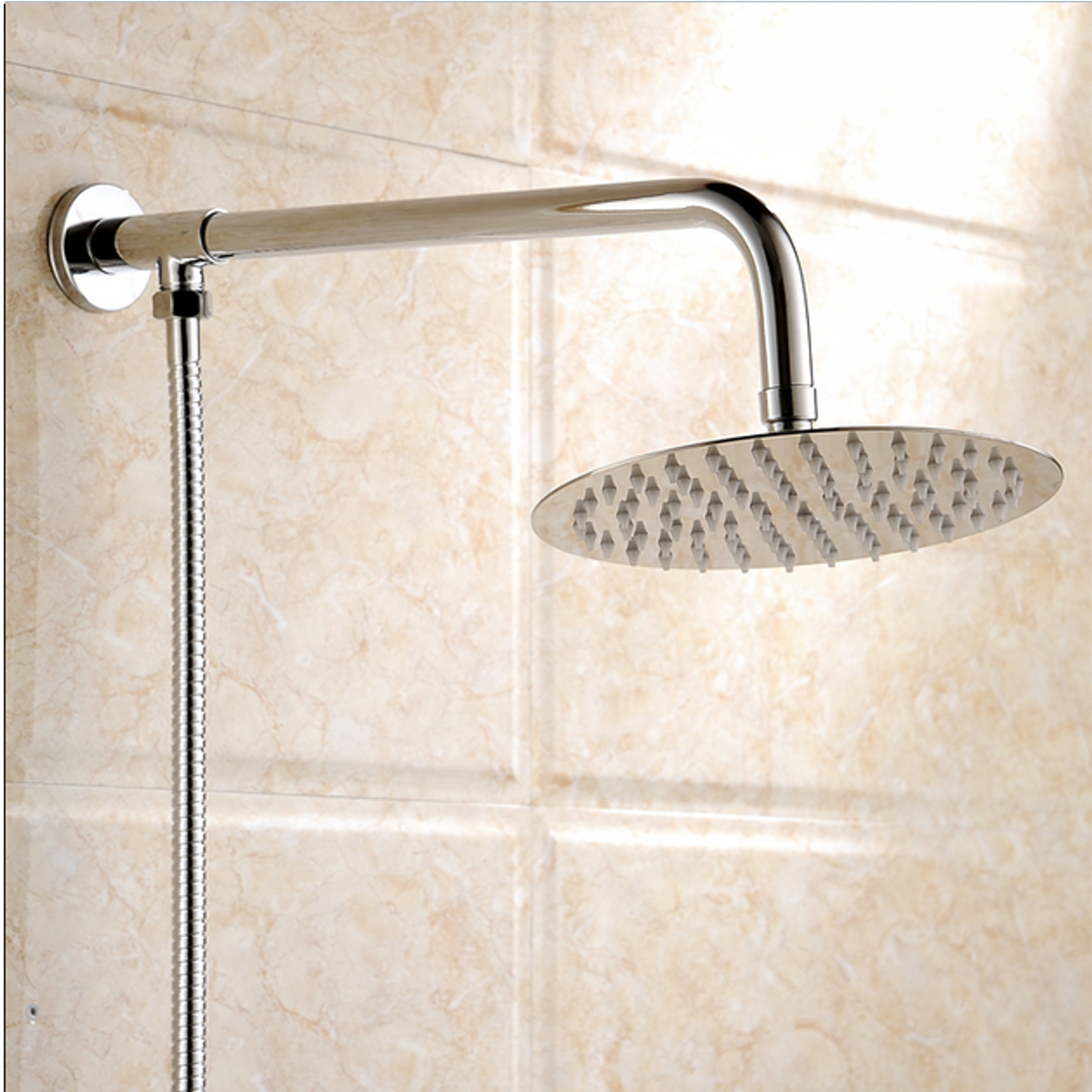 20cm Pomme Tête Douche Pommeau en Inox Pluie Rond Plafond Salle de Bain