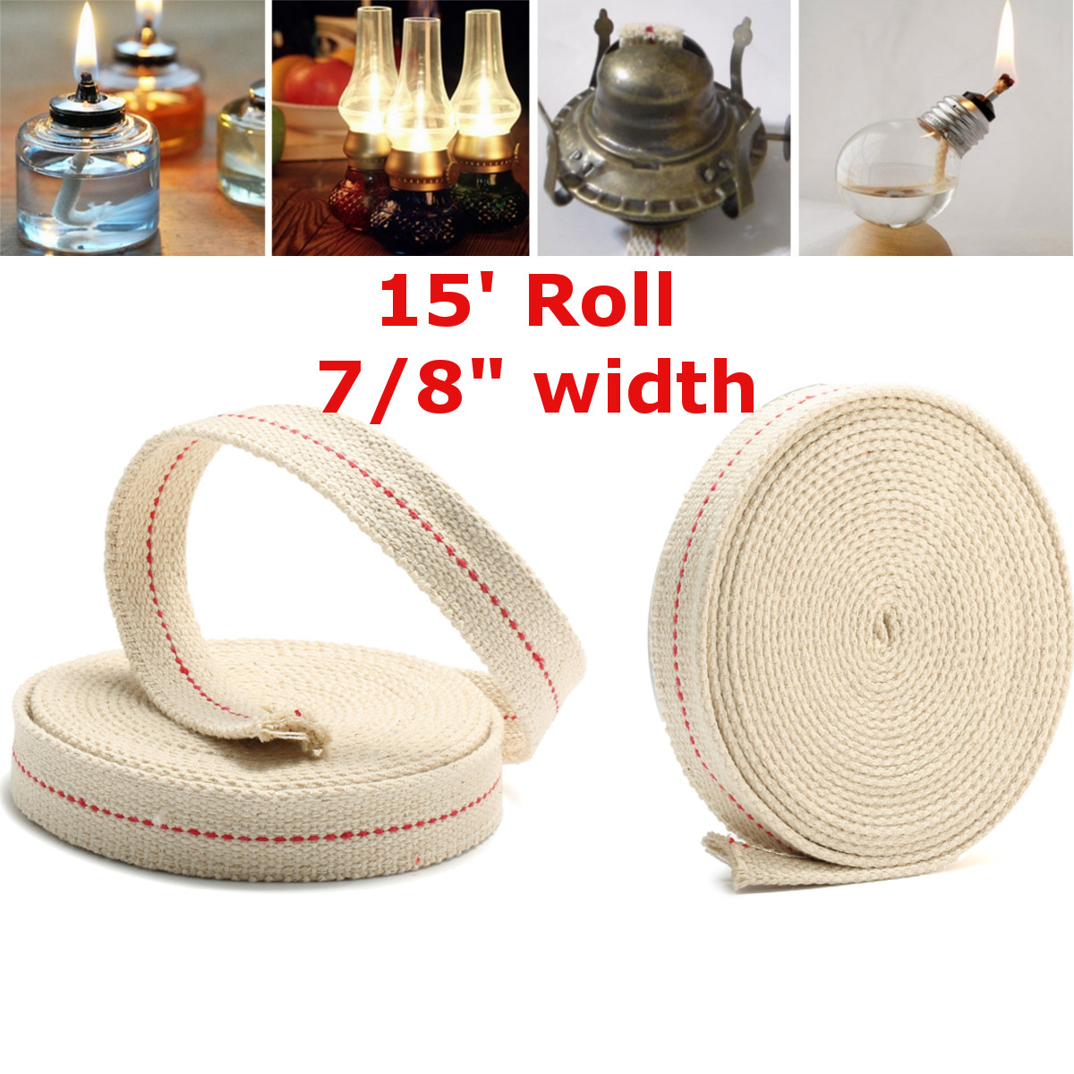 Mèche Coton Plate 25 Mm Pour Lampe à Pétrole - 1 Mètre - Naturel Et Sans Traitement - Pour Lampes Feuerhand, Kosmos
