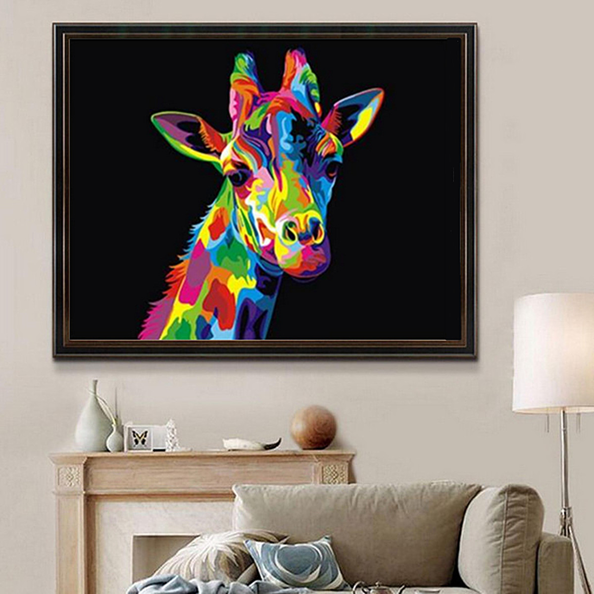 TEMPSA Tableau  Peinture  Girafe Animal Et Cardre sur Toile  