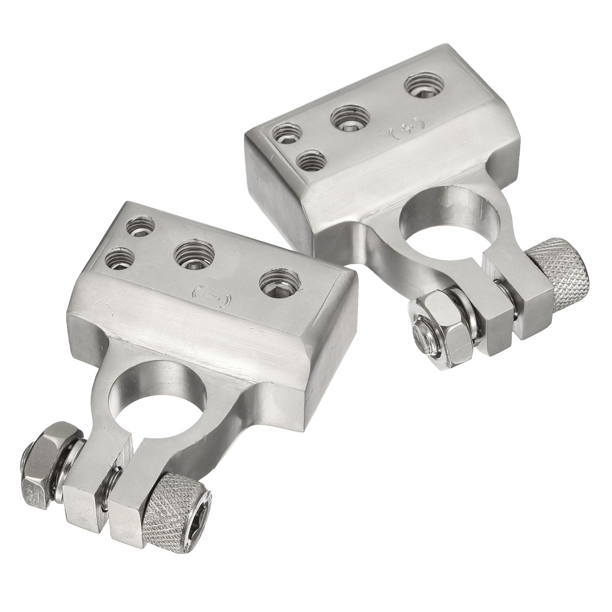 Audew 2 Pcs 4/8 Awg Positive+Negative Battery Terminal Platinum Gold Audew 2 Pcs 4/8 Awg Positive+Negative Battery Terminal Platinum Gold