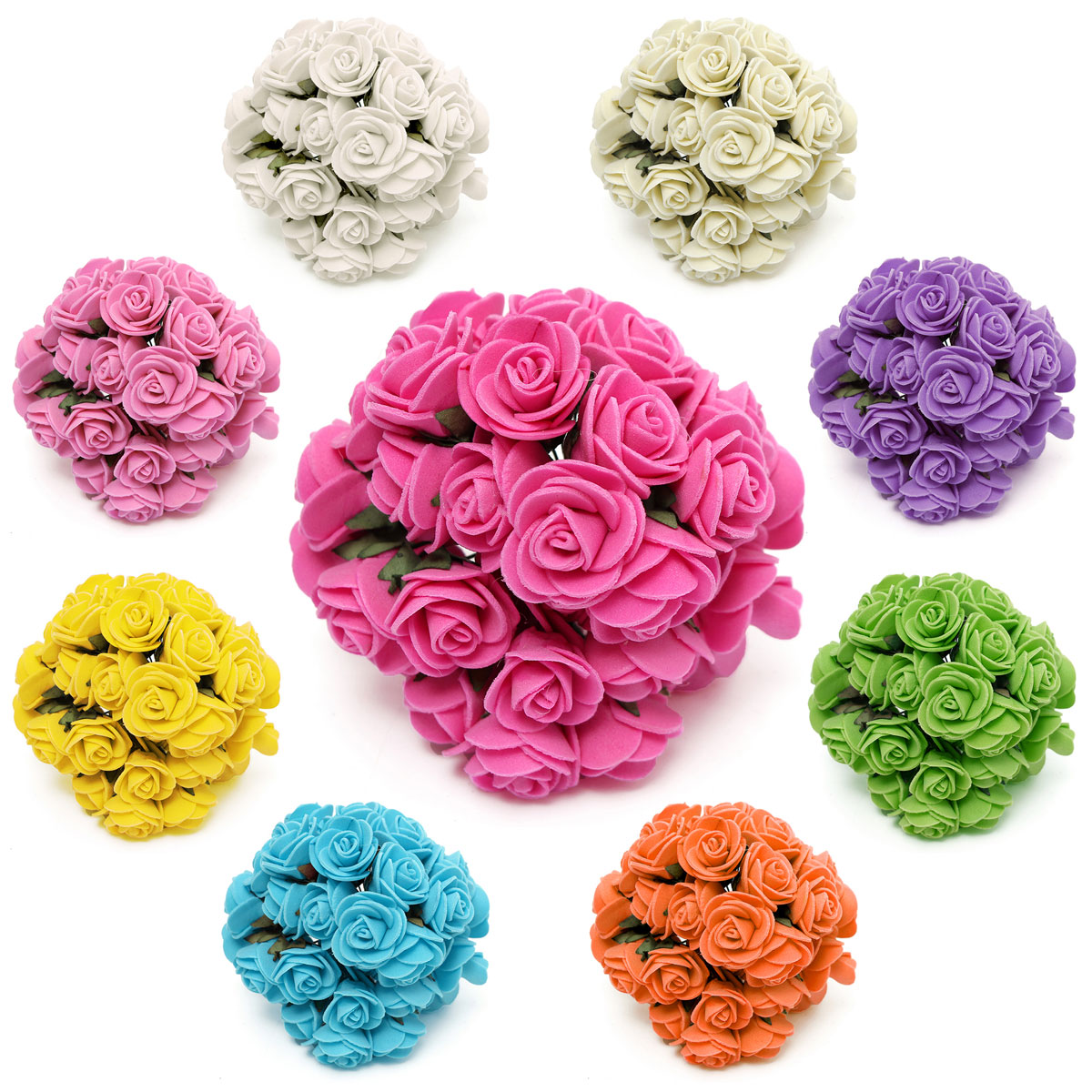 roses mousse tulle fuchsia fleur artificielle.décoration mariage baptême 144pcs 