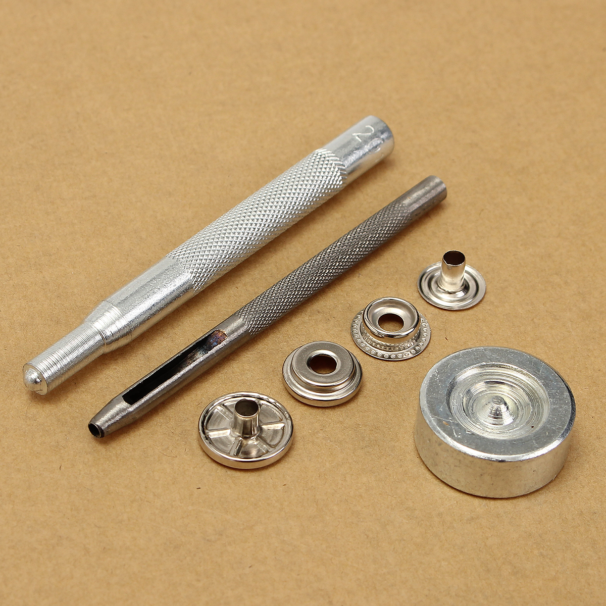 30X 15mm bouton pression metal argent + outil pour cuir maroquinerie + boite Cdiscount Beaux