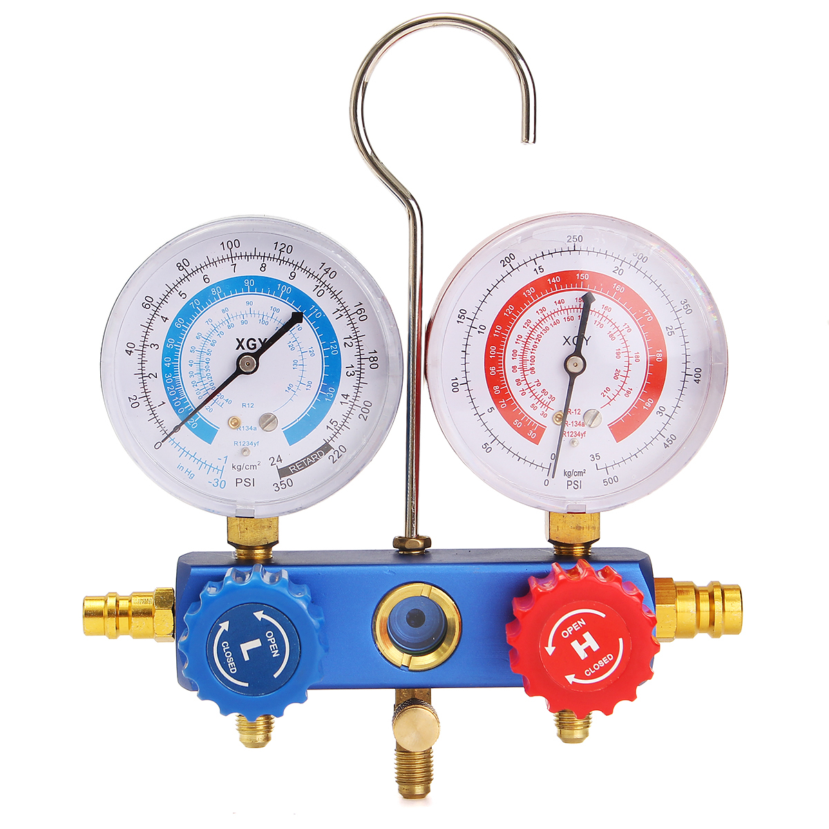 HVAC A\/C Refrigeration Kit Manifold Gauge Set R22 R12 R134A Auto