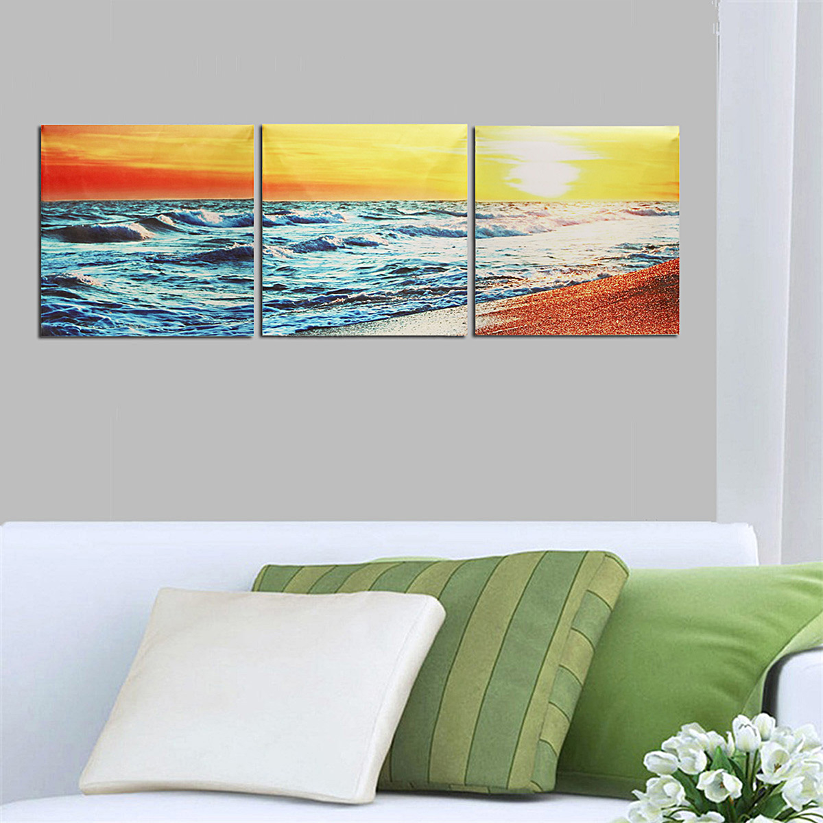 3pcs Bord de mer Tableau  Toile Peinture Moderne  D cor 