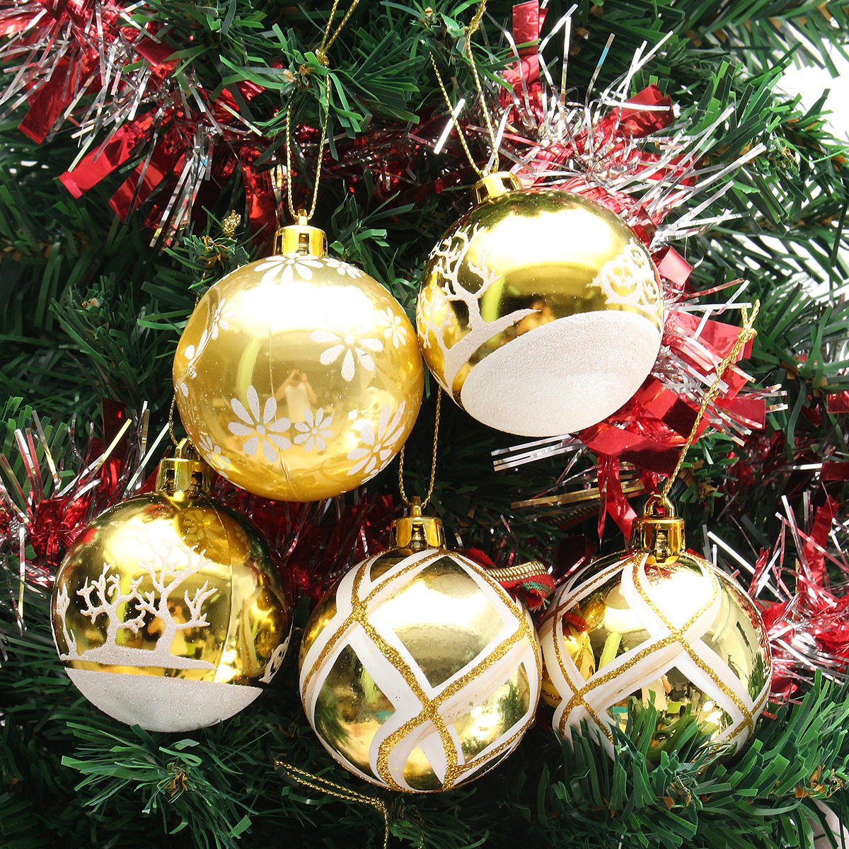 6PCS Boule De Noël Décoration Arbre Sapin de Noël Or Wir8 Cdiscount